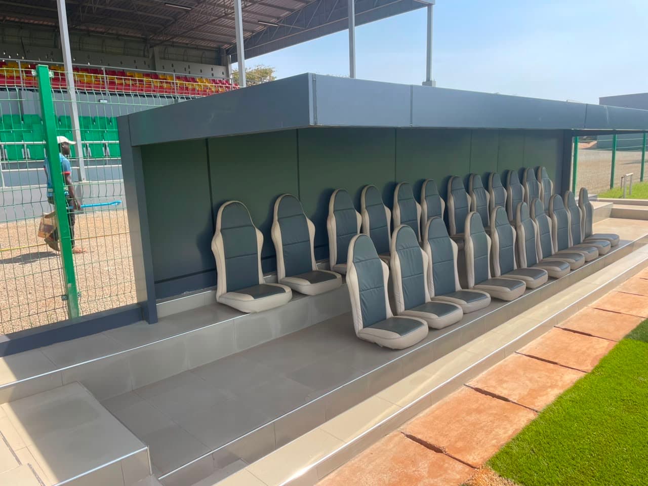 Pitchside players' dugout